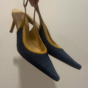Dolce & Gabbana Denim Slingback Heels Size 40 Italian Leather Pumps